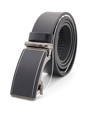 Луксозен мъжки колан автоматичен с правоъгълна катарама естествена кожа