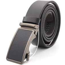 Мъжки колан от естествена кожа черен с автоматична катарама BOSSKAN