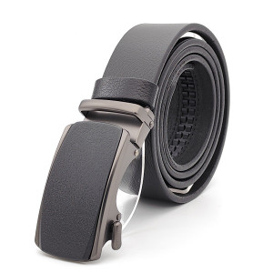 Мъжки колан от естествена кожа в черно с автоматична катарама матирана