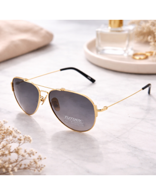 Мъжки слънчеви очила авиатор със златиста рамка и поляризация