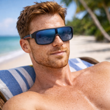 Слънчеви очила маска мъжки с Поляризация – светло сини лещи