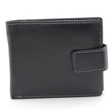 Мъжки портфейл от естествена кожа с декоративен бял шев Мъжки портфейл от естествена кожа с декоративен бял шев