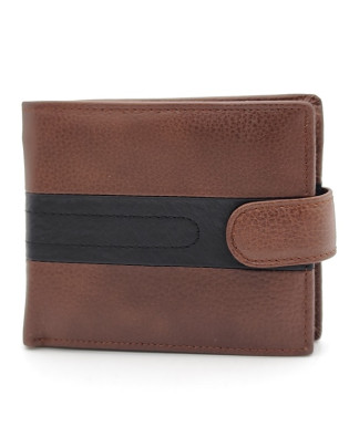 Мъжки портфейл от естествена кожа кафяв със закопчаване Мъжки портфейл от естествена кожа кафяв със закопчаване