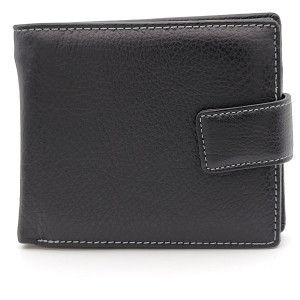 Мъжки портфейл от естествена кожа с много отделения – черен с магнит