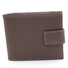 Мъжки портфейл от естествена кожа в тъмно кафяво с външен джоб за стотинки
