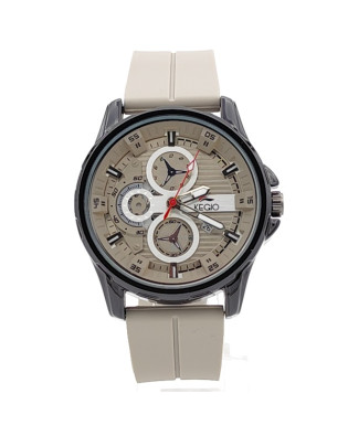 Мъжки часовник бежов със силиконова каишка