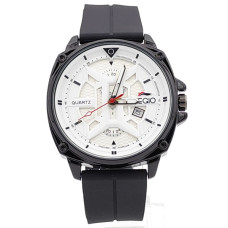 Мъжки часовник със силиконова каишка и бял циферблат