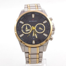 Мъжки часовник RichRado с метална верижка сребристо и златисто с черен циферблат