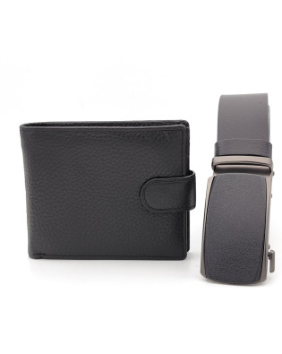 Автоматичен колаи и портфейл-Мъки комплект от естествена кожа