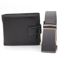 Подаръчен комплект за мъж колан с автоматична катарама и портфейл