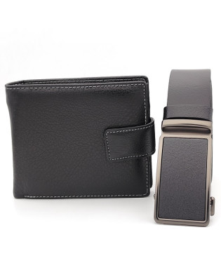 Подаръчен комплект за мъж колан с автоматична катарама и портфейл