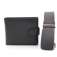 Автоматичен колаи и портфейл-Мъки комплект от естествена кожа