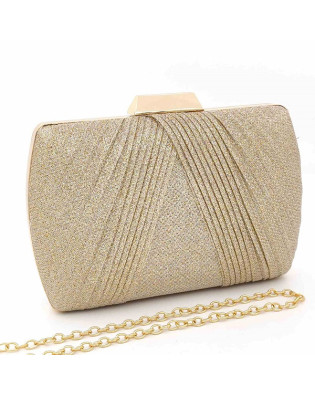 Абитуриентска чанта златиста с брокат твърда