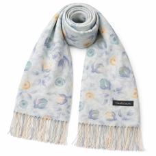 Ефирен дамски шал с цветя и дълги ресни, тънък Ефирен дамски шал с цветя и дълги ресни, тънък