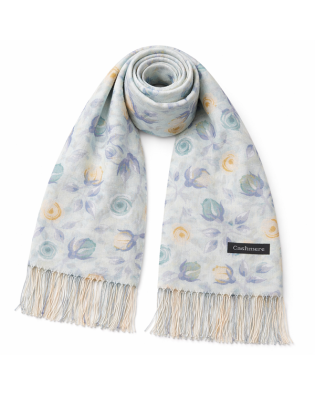 Ефирен дамски шал с цветя и дълги ресни, тънък