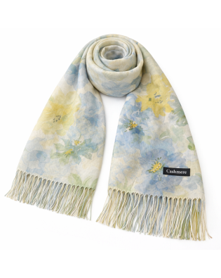 Пролетен дамски шал пъстър с дълги ресни