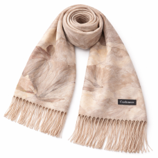 Пролетен дамски шал в бежовата гама с дълги ресни Пролетен дамски шал в бежовата гама с дълги ресни