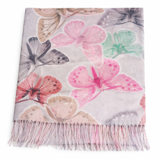 Дамски шал с пеперуди в нежни пастелни цветове