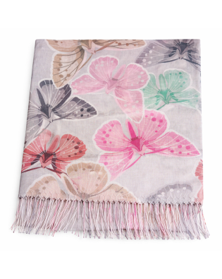 Дамски шал с пеперуди в нежни пастелни цветове