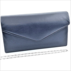 Дамска абитуриентска чанта клъч тип плик в синьо кожена