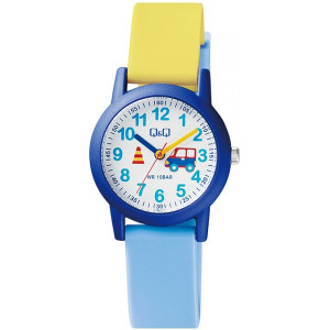 Детски часовник за момче с кола в синьо и жълто Q&Q-VS49J010Y