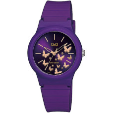 Дамски часовник в лилаво с пеперуди Q&Q - V34A-002VY