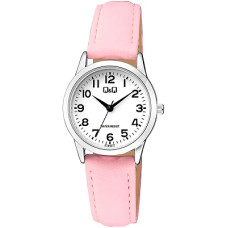 Дамски часовник в розово с кожена каишка Q&Q - C11A-021PY