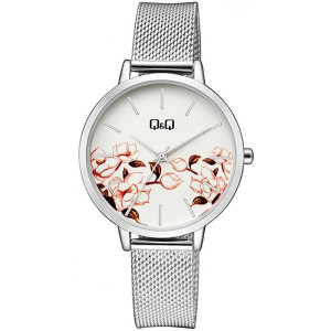 Дамски аналогов часовник с цветя Q&Q-QZ67J221Y