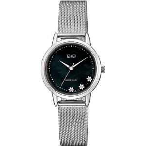 Дамски аналогов часовник сребрист с цветя Q&Q - QZ57J212Y