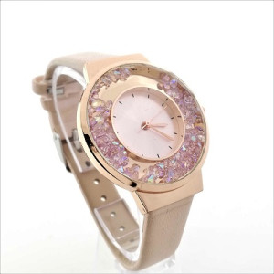 Дамски часовник с розови камъни