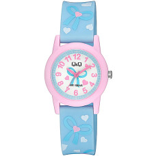 Детски часовник за момиче с панделка и сърца Q&Q-v22a-008vy