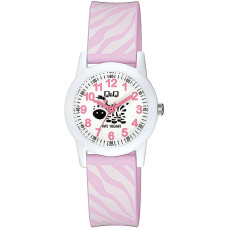 Детски часовник за момиче в розово с зебра Q&Q - V22A-013VY
