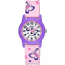 Детски часовник за момиче в розово с пеперуди Q&Q- V22A-009VY
