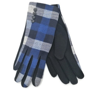 Дамски елегантни ръкавици в синьо каре