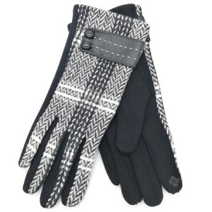 Дамски луксозни ръкавици в черно с две копчета и кожа