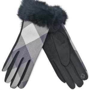 Дамски ръкавици черни луксозни с естествен пух