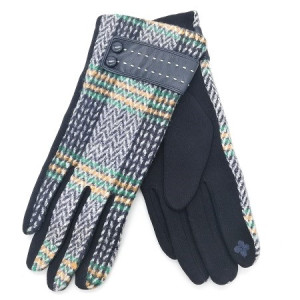Дамски ръкавици сини с кожена декорация