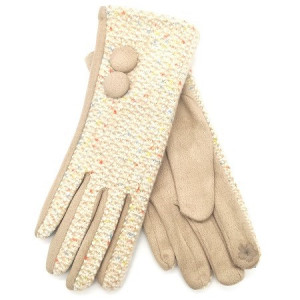 Дамски ръкавици в бежово луксозни с две копчета