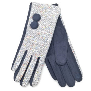Луксозни дамски ръкавици в синьо с две копчета