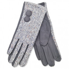 Луксозни дамски ръкавици сиви с две копчета
