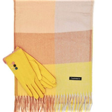 Дамски зимен комплект в цвят горчица ръкавици и шал