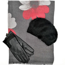 Шапка, шал и ръкавици дамски зимен комплект