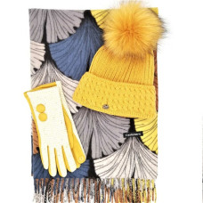Дамски комплект кашмирен шал, шапка и ръкавици цветен
