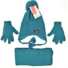 Детски комплект шапка шал и ръкавици Kitti за момче в синьо