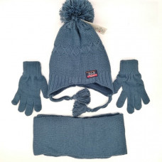 Детски комплект-шапка шал и ръкавици Kitti в синьо