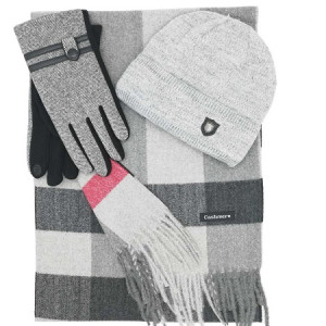 Елегантен мъжки комплект шал, шапка и ръкавици