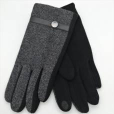 Луксозни мъжки ръкавици в сиво и черно с копче