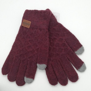 Плетени мъжки ръкавици в бордо