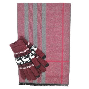 Мъжки зимен комплект и топли ръкавици в червено