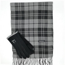 Мъжки комплект шал и луксозни ръкавици в черно и сиво